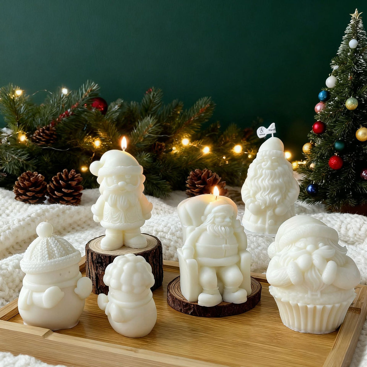 Christmas Santa Candle Holiday Decorative Candle for Home Decor