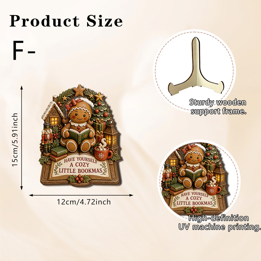 Christmas Reading Theme Wooden Tabletop Decor