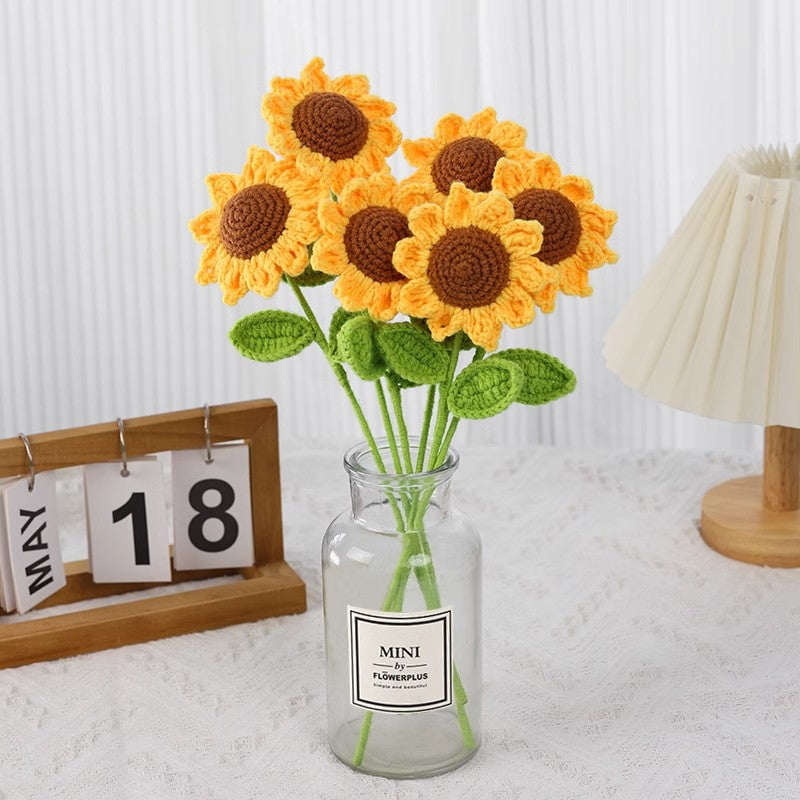 Crochet Sunflower Bouquet Handmade Yarn Flower Decor