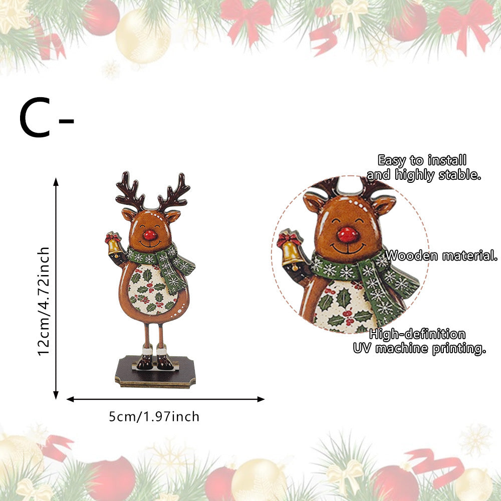 Wooden Christmas Tabletop Decor Santa Snowman Reindeer