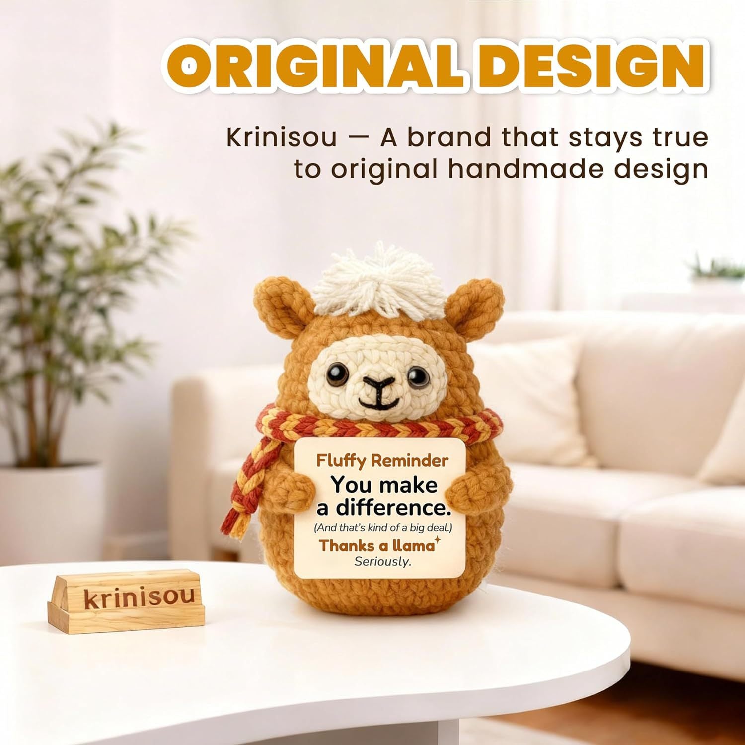 Handmade Crochet Alpaca Plush Doll With Message Card