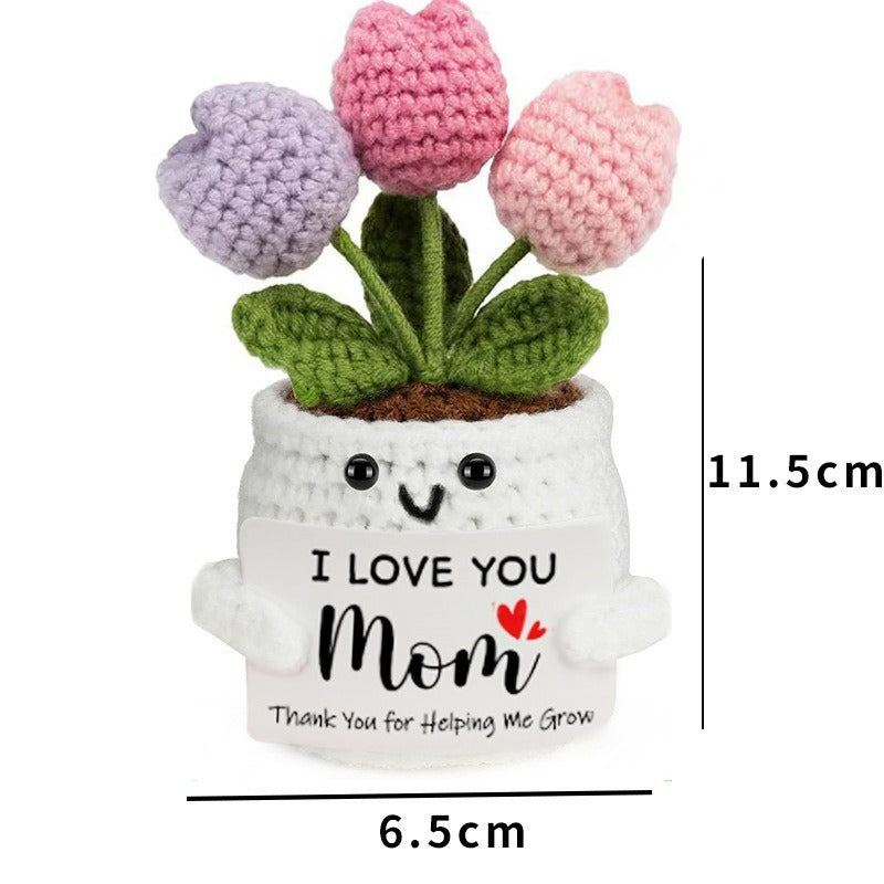 Handmade Crochet Flower Pot Positive Desk Decor