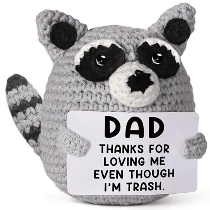 Mother Father Day Crochet Raccoon Plush Gift Doll