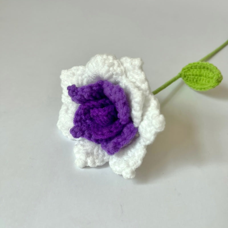 Handmade Crochet Rose Flower Decor Gift Knitted Bouquet