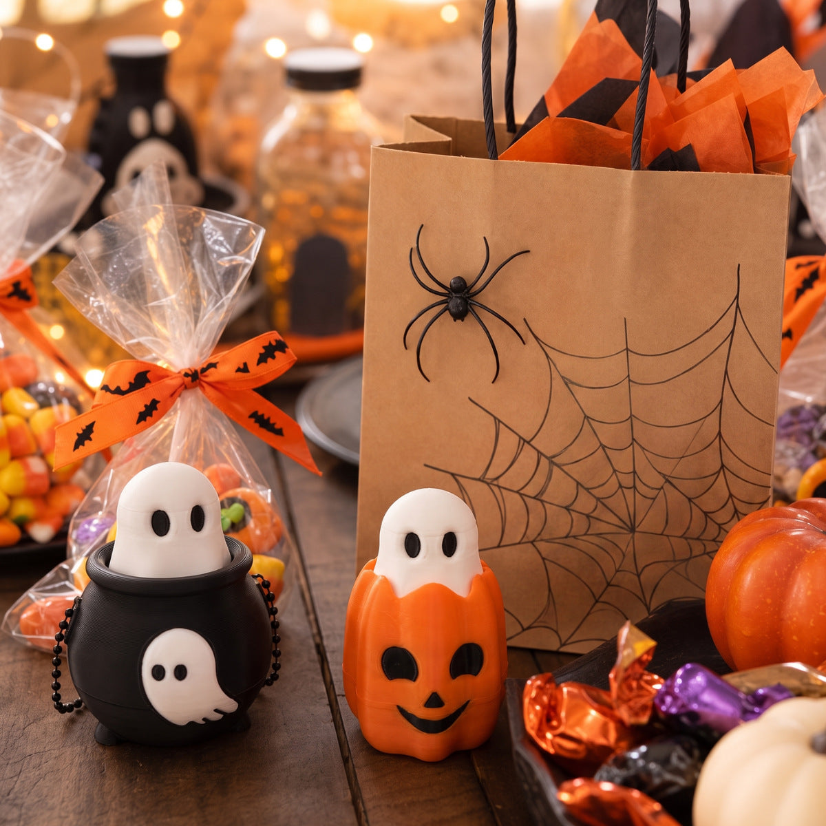 Halloween Clicker Fidget Toy Ghost Stress Relief Keychain
