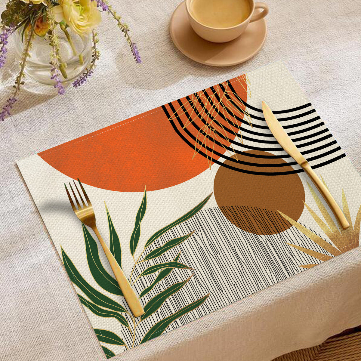 Nordic Geometric Linen Placemats Heat Resistant Table Decor