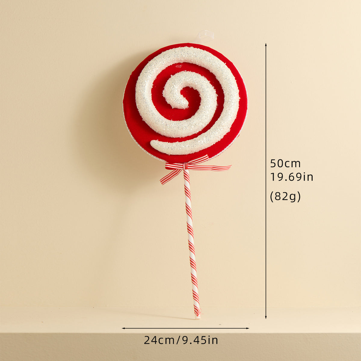 Christmas Candy Cane Lollipop Plush Ornament Holiday Tree Decor