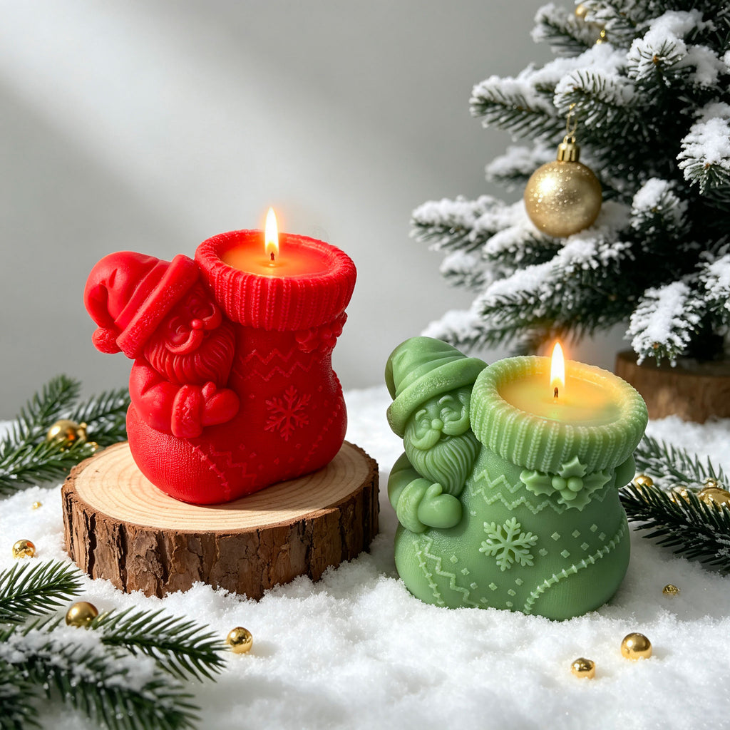Christmas Santa Hat Candle Holiday Decorative Candle for Home Decor