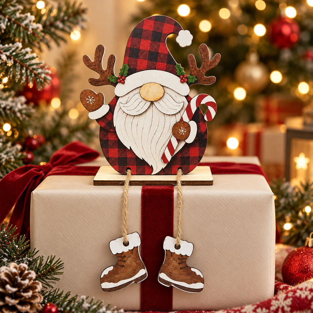 Christmas Gnome Wooden Tabletop Decor With Boots