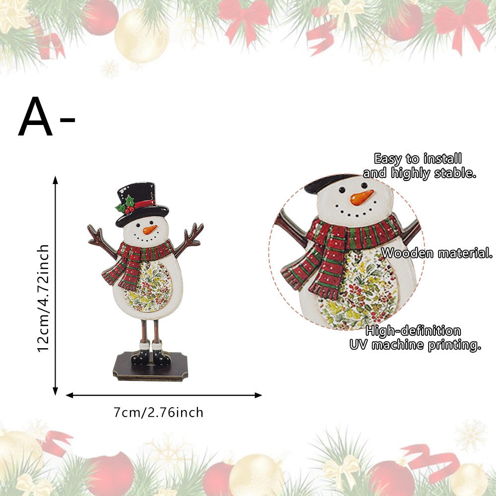 Wooden Christmas Tabletop Decor Santa Snowman Reindeer