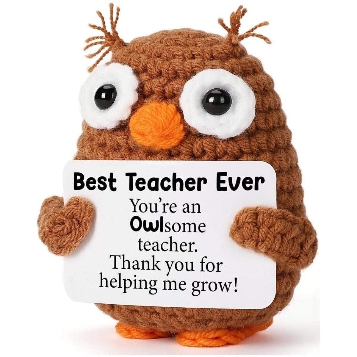 Handmade Crochet Owl Plush Positive Message Gift