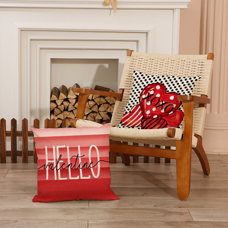 Valentine’s Day Red Heart Pillow Covers Set for Sofa Decor