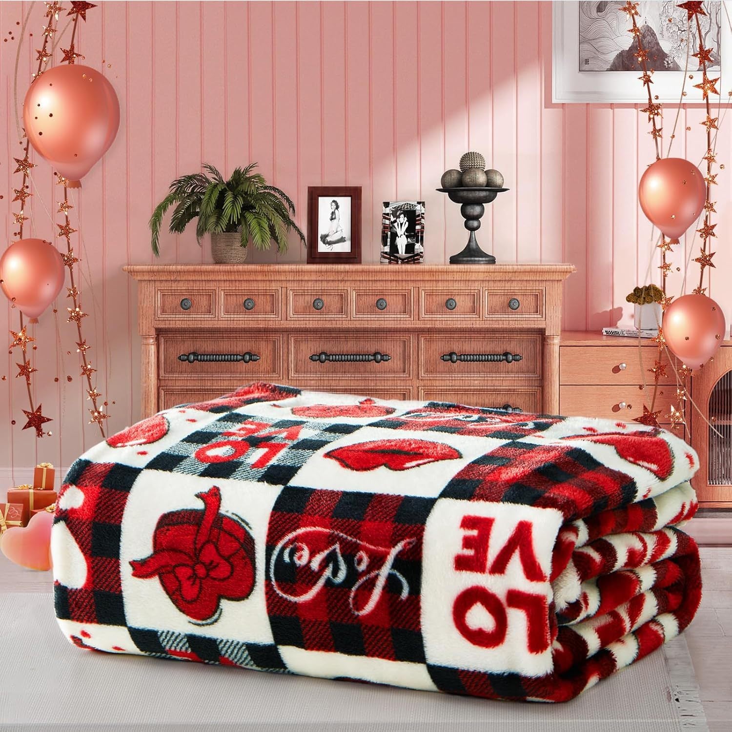 Valentine’s Day Heart Print Throw Blanket Sofa Bed Decor
