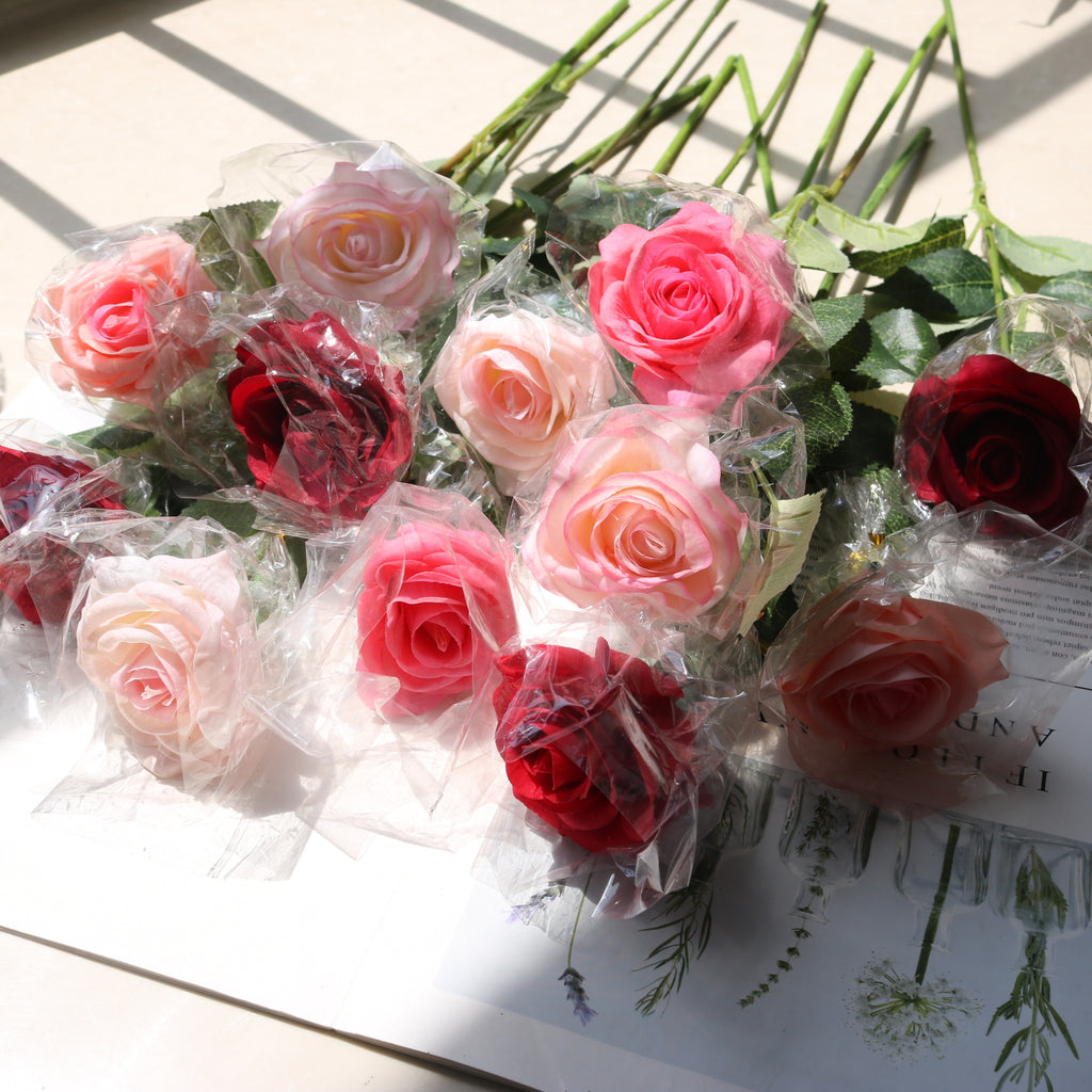 Valentine Faux Shy Rose Silk Flower Home Decor Bouquet