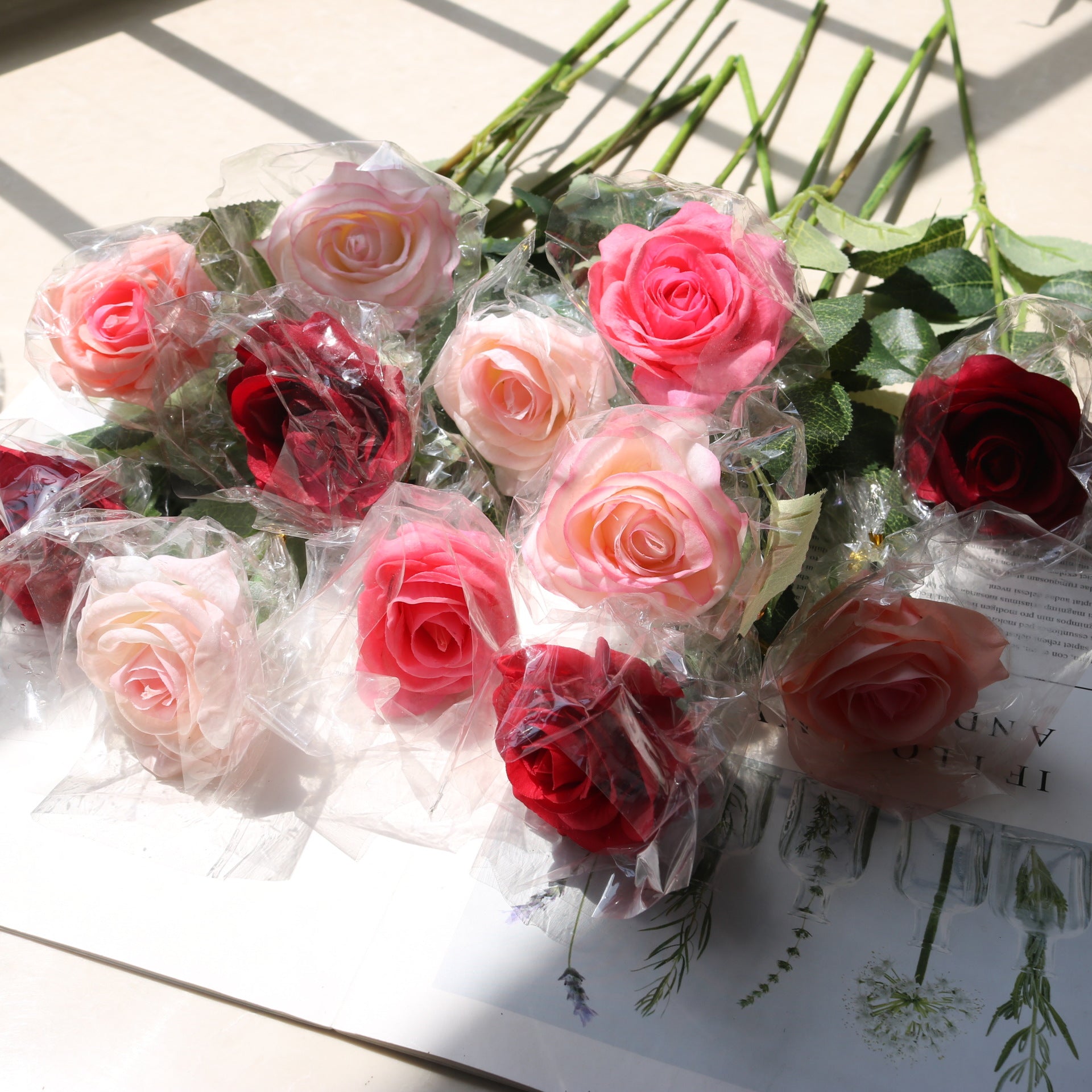 Valentine Faux Shy Rose Silk Flower Home Decor Bouquet