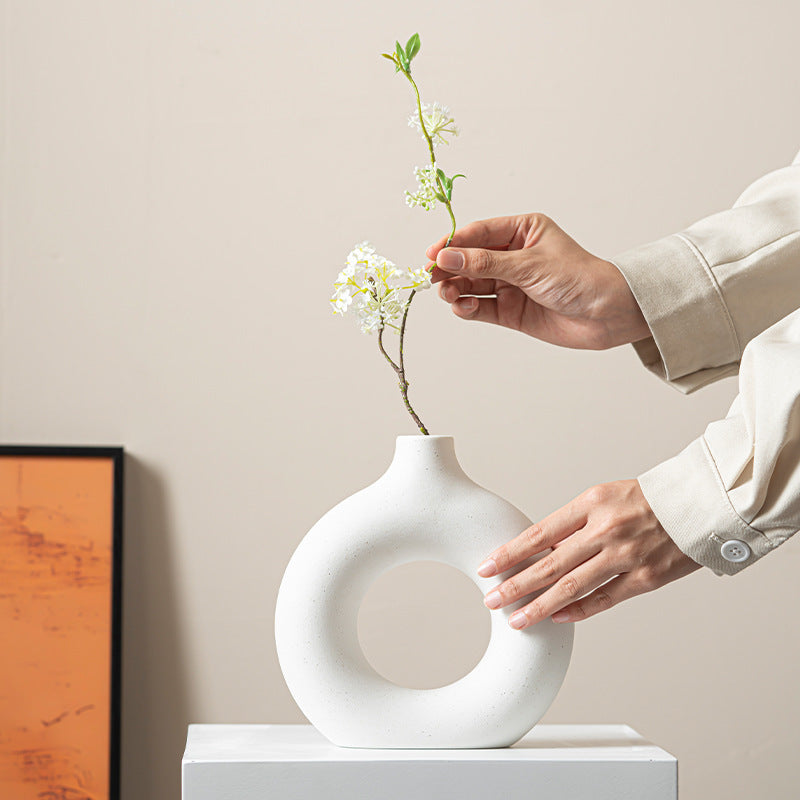 Modern Round Ceramic Vase Nordic Minimalist Home Decor