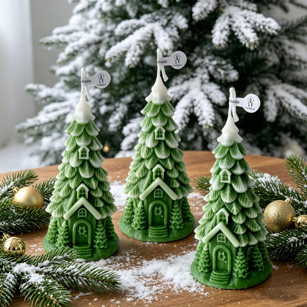 Christmas Tree Candle Holiday Decor Seasonal Gift Tabletop Accent