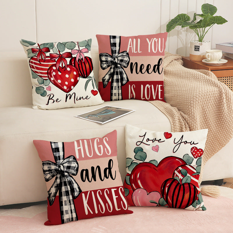 Valentine Heart Pillow Covers Set with Love Letter Prints
