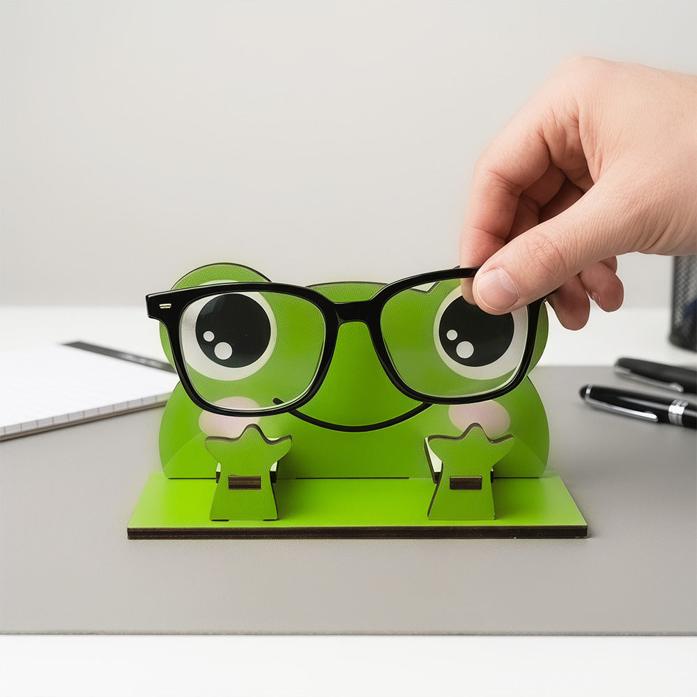 Animal Eyeglasses Stand Wooden Desk Organizer Display Holder