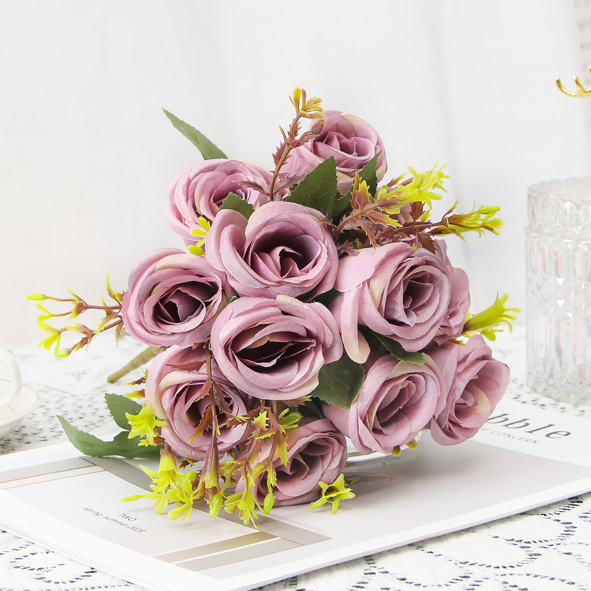 Valentine’s Day Vintage Faux Rose Mini Bouquet Home Décor
