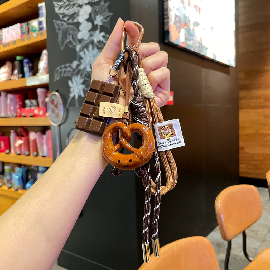 Cute Bread Keychain Pretzel Chocolate Bag Charm