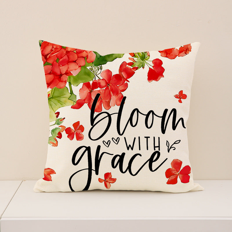 Valentine Floral Truck Linen Pillow Cover 18x18 Inch