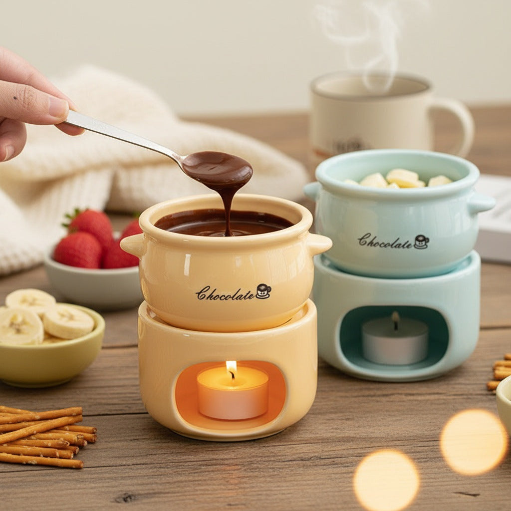 Ceramic Chocolate Fondue Mug with Hollow Warmer Base