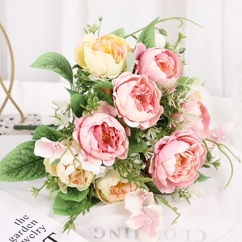 Valentines Faux Peony Bouquet Artificial Flowers Home Decor