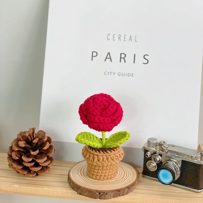 Valentine’s Day Crochet Potted Flower Gift Mini Home Decor