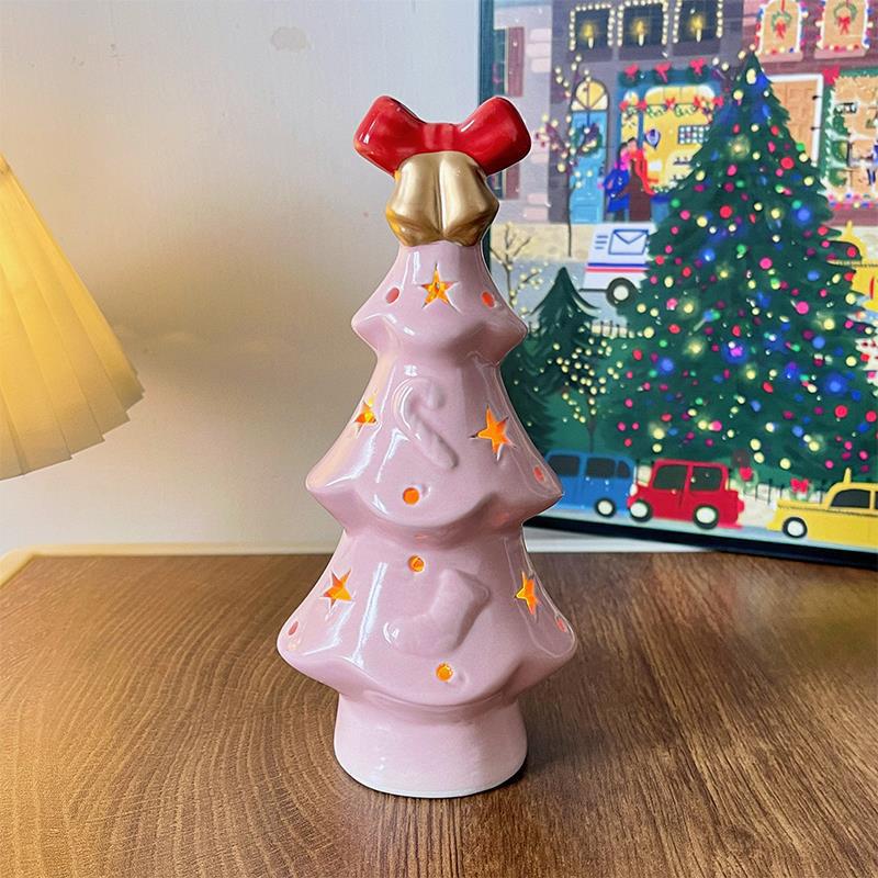 Ceramic Christmas Tree LED Night Light Holiday Table Decor
