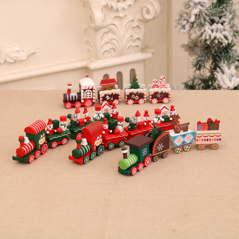 Wooden Christmas Train Tabletop Holiday Decor