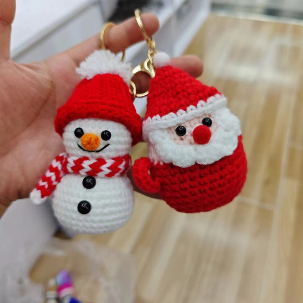 Crochet Santa Snowman Christmas Keychain Holiday Bag Charm