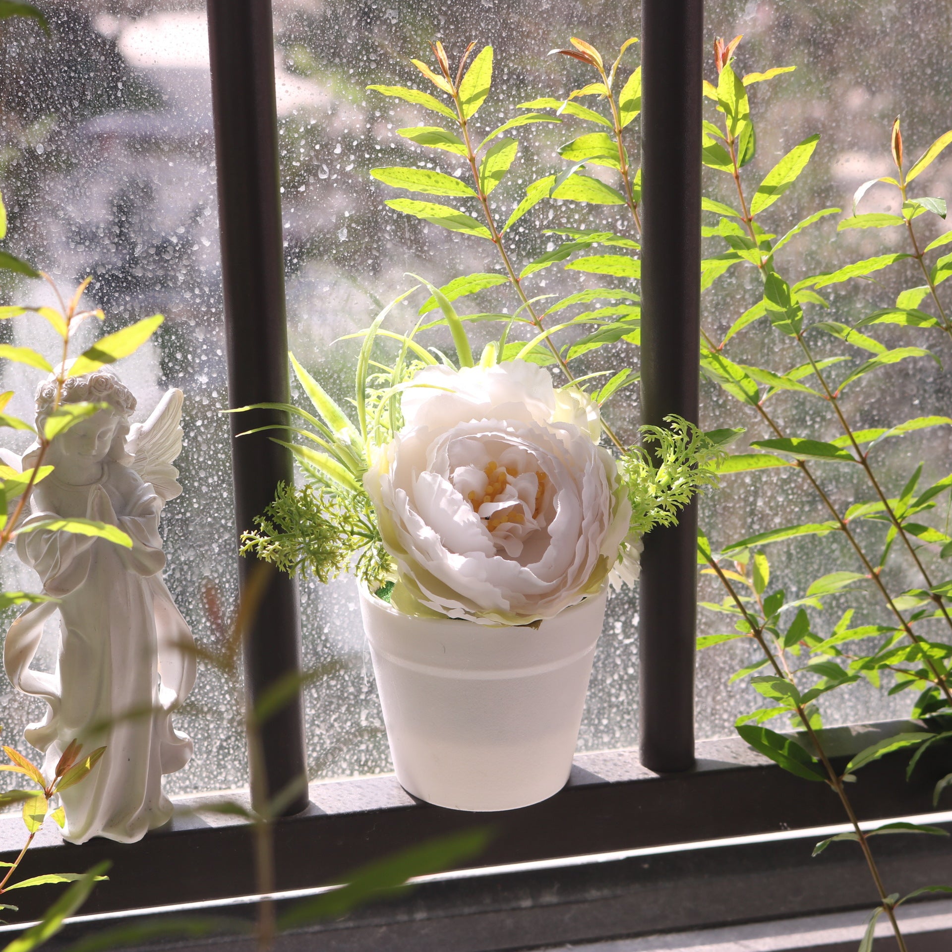 Valentine Faux Peony Daisy Potted Plant Ins Home Decor
