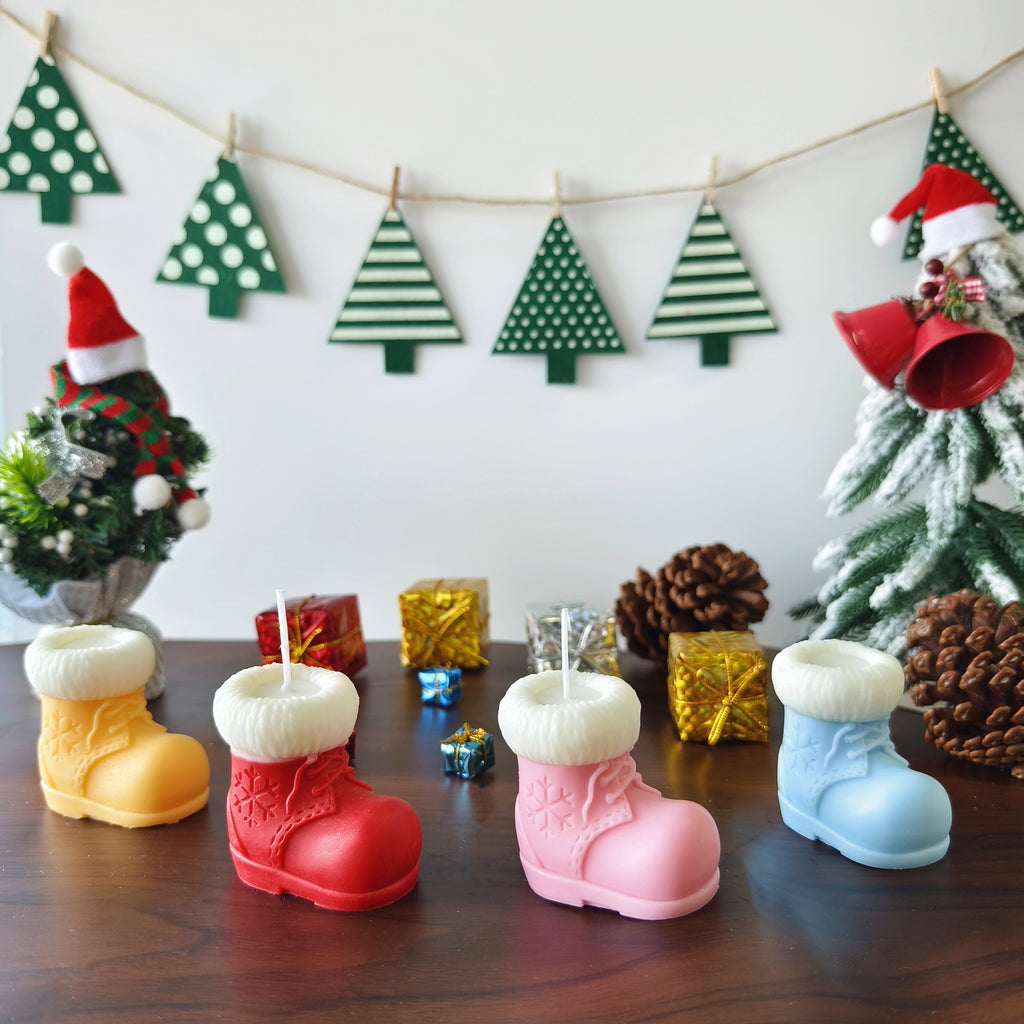Christmas Stocking Boot Candle Holiday Decor Soy Wax Blend Candle