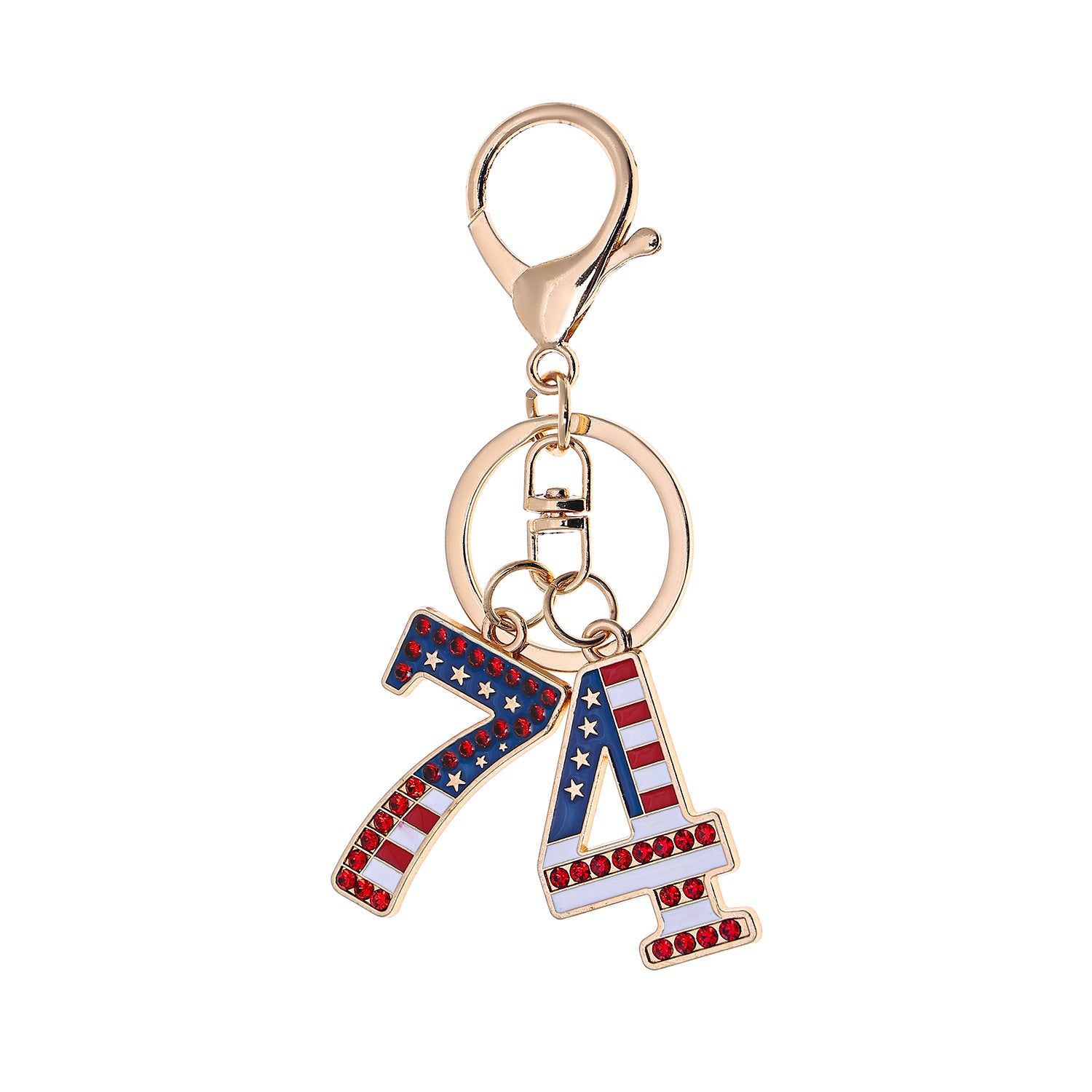 4th of July USA Keychain Set - Patriotic Rhinestone Charms