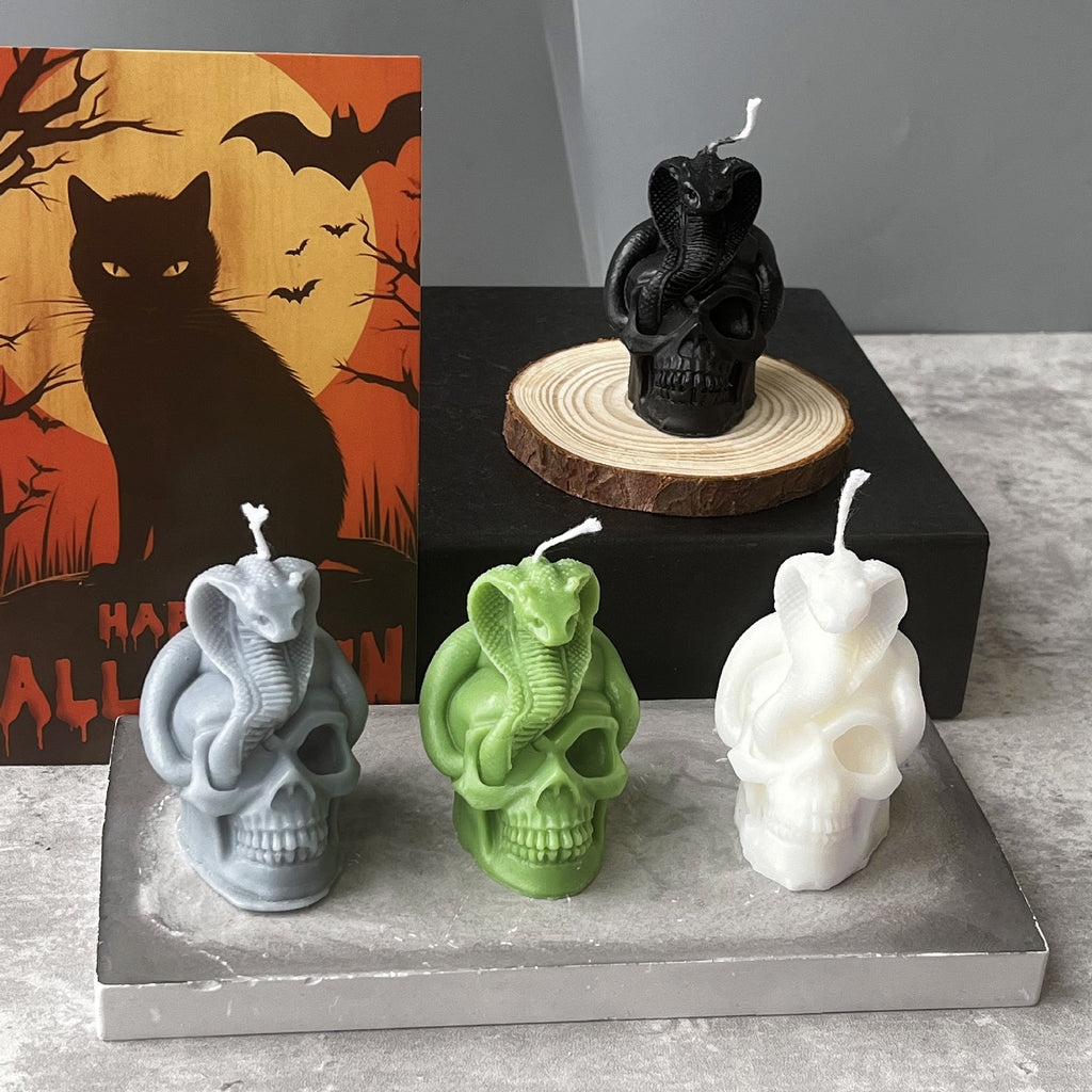 Halloween Skull Snake Candle Spooky Holiday Home Decor