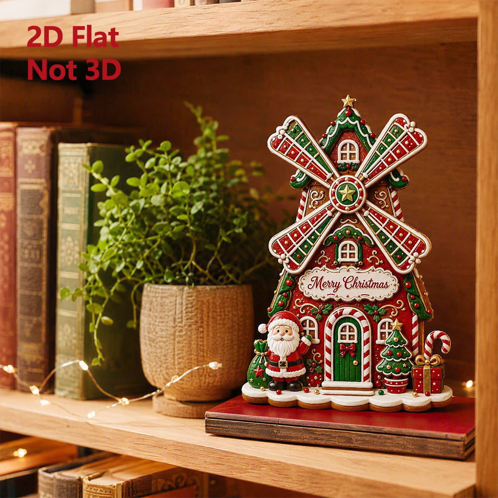 Christmas Santa Windmill Wooden Tabletop Decor