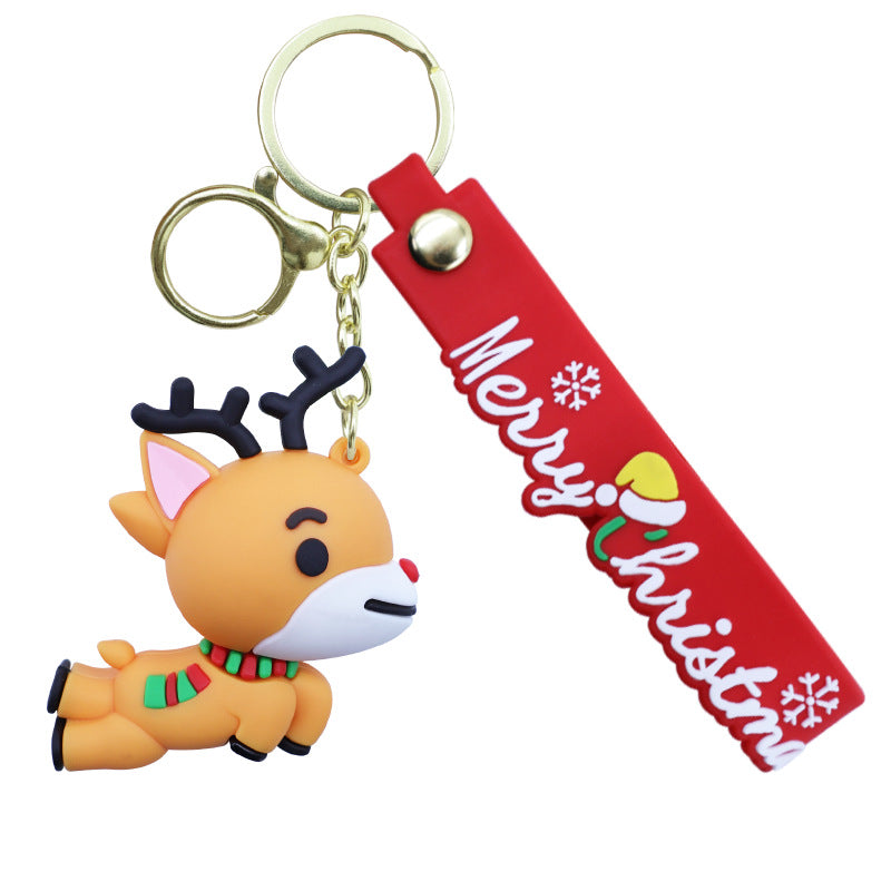Christmas PVC Soft Rubber 3D Charm Cute Keychain Ornament