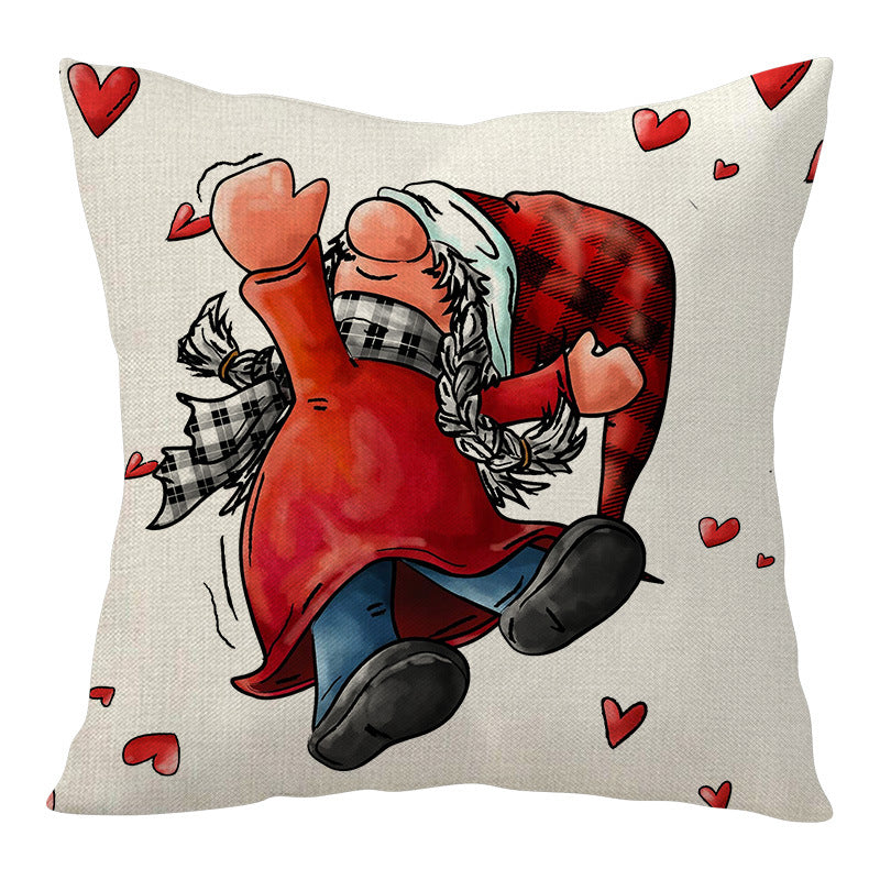 Valentine Gnome Pillow Covers Red Heart Plaid Decorative