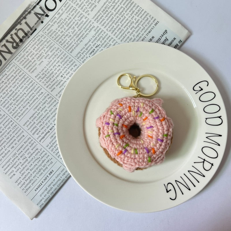 Crochet Donut Plush Keychain Cute Food Charm