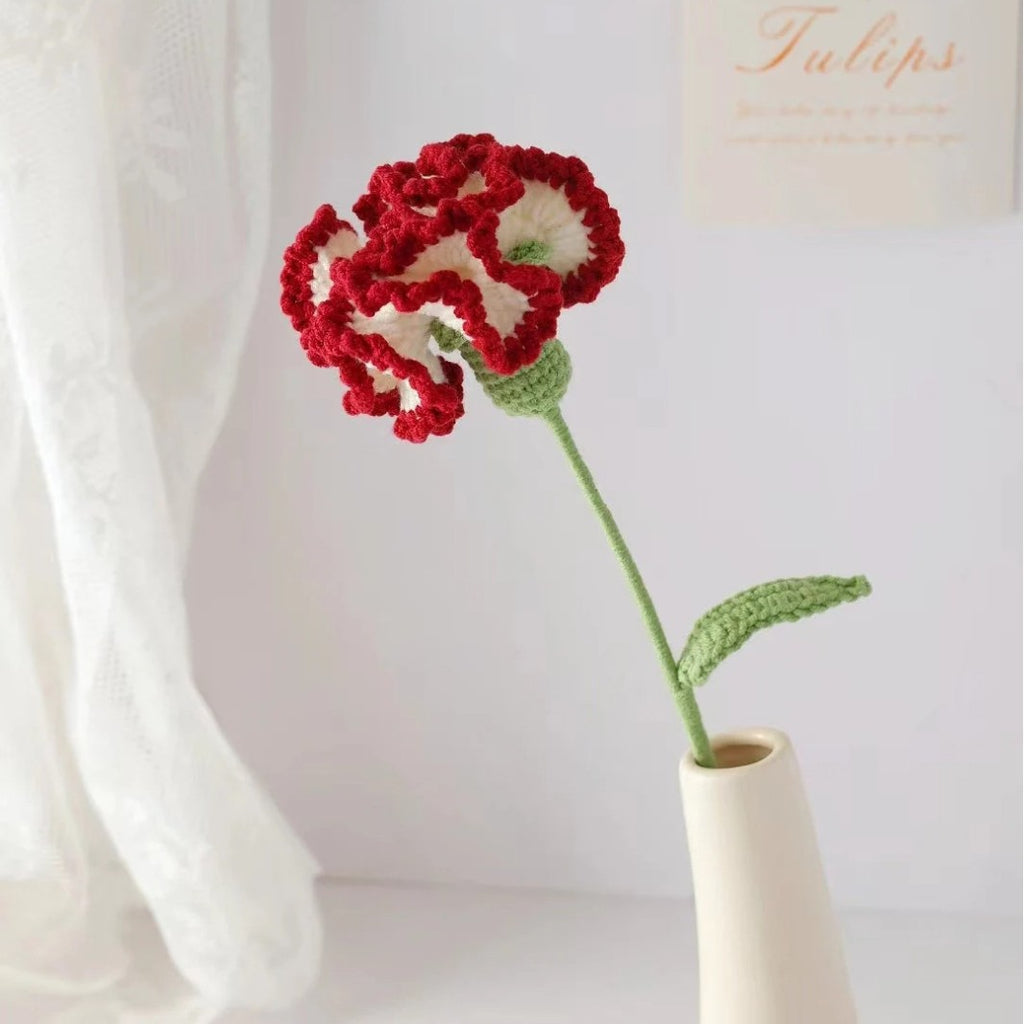 Crochet Handmade Flower Bouquet Knit Yarn Floral Decor