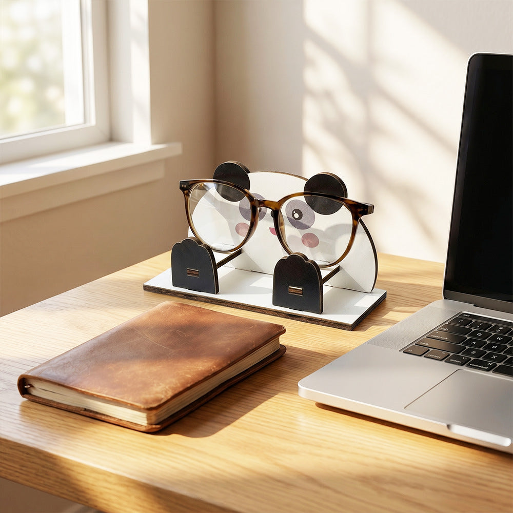 Animal Eyeglasses Stand Wooden Desk Organizer Display Holder