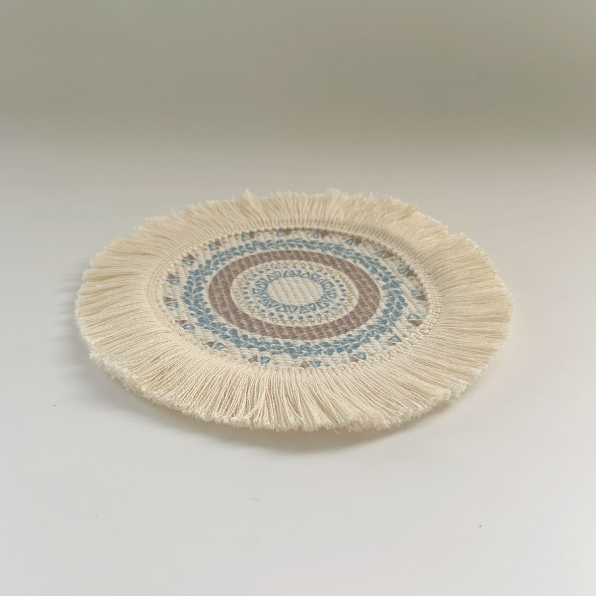 Boho Pattern Round Decorative Drink Coaster Set with Tassels
