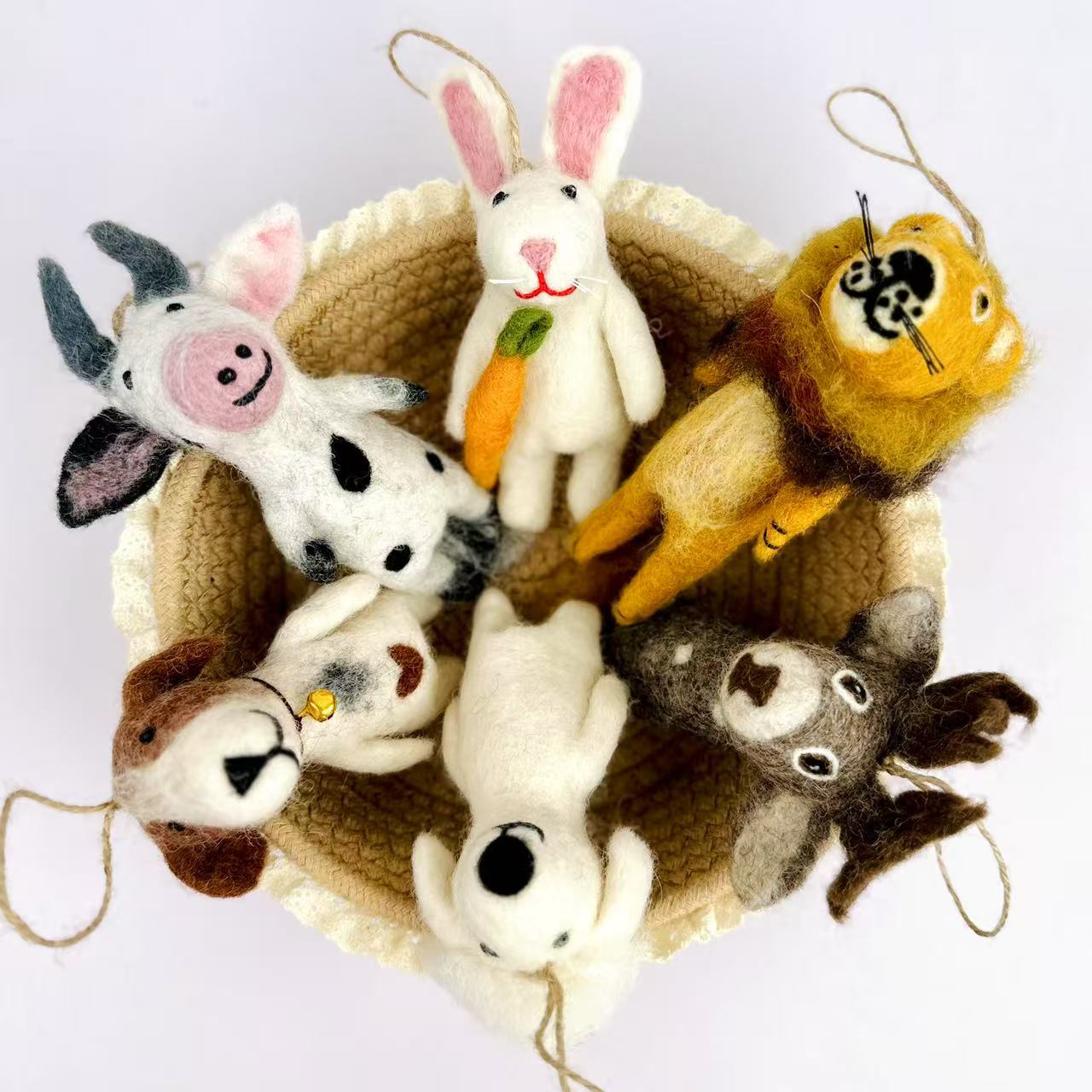 Handmade Wool Felt Animal Finger Puppet Ornament Keychain