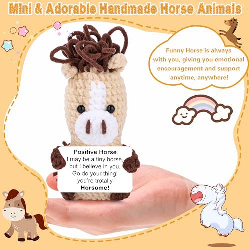Handmade Crochet Horse Plush Positive Message Gift