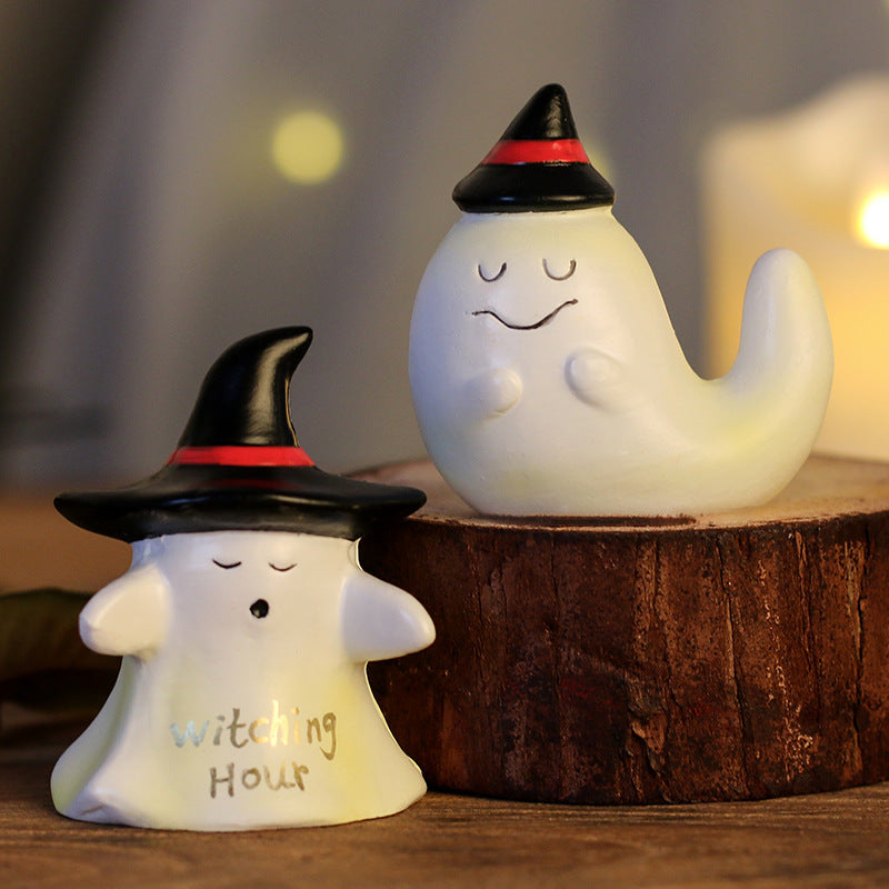 Halloween Resin Ghost Witch Figurine Tabletop Desk Decor