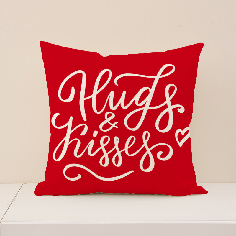 Red Heart Valentines Pillow Covers Set Love Quotes Decor