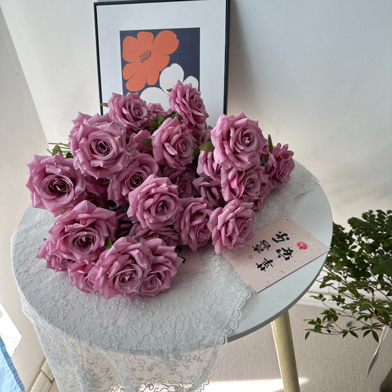 Valentine’s Day 3 Head Faux Rose Bouquet Wedding Decor