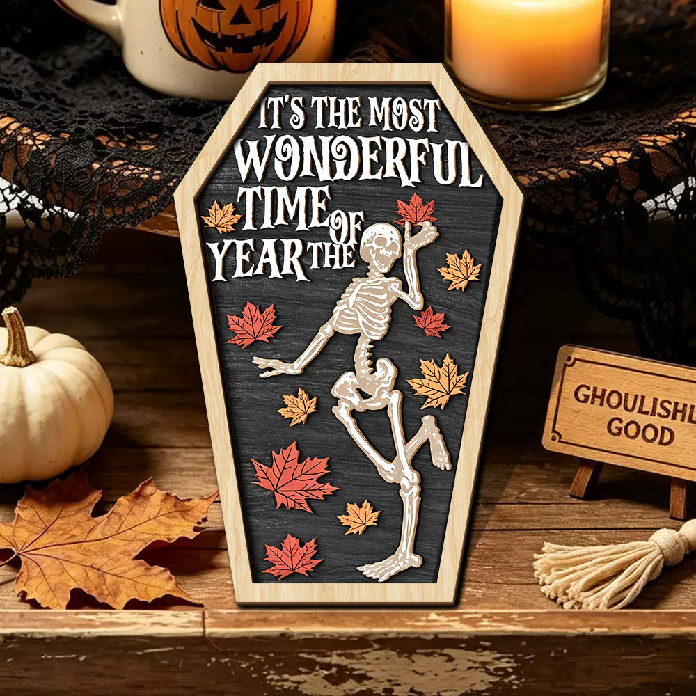 Halloween Ghost Wood Wall Hanging Decor with Sawtooth Hook