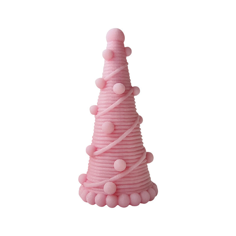 Modern Christmas Tree Candle Decor Colorful Holiday Tabletop Ornament